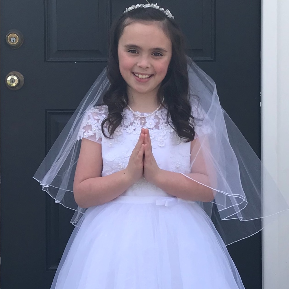 First Holy Communion Formal Dress/Veil/Shoes/Jewelry